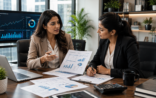Instructor teaching bookkeeping and accounting principles