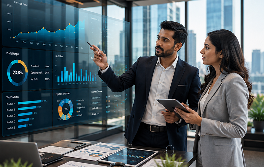 Finance trainer delivering a business accounting workshop